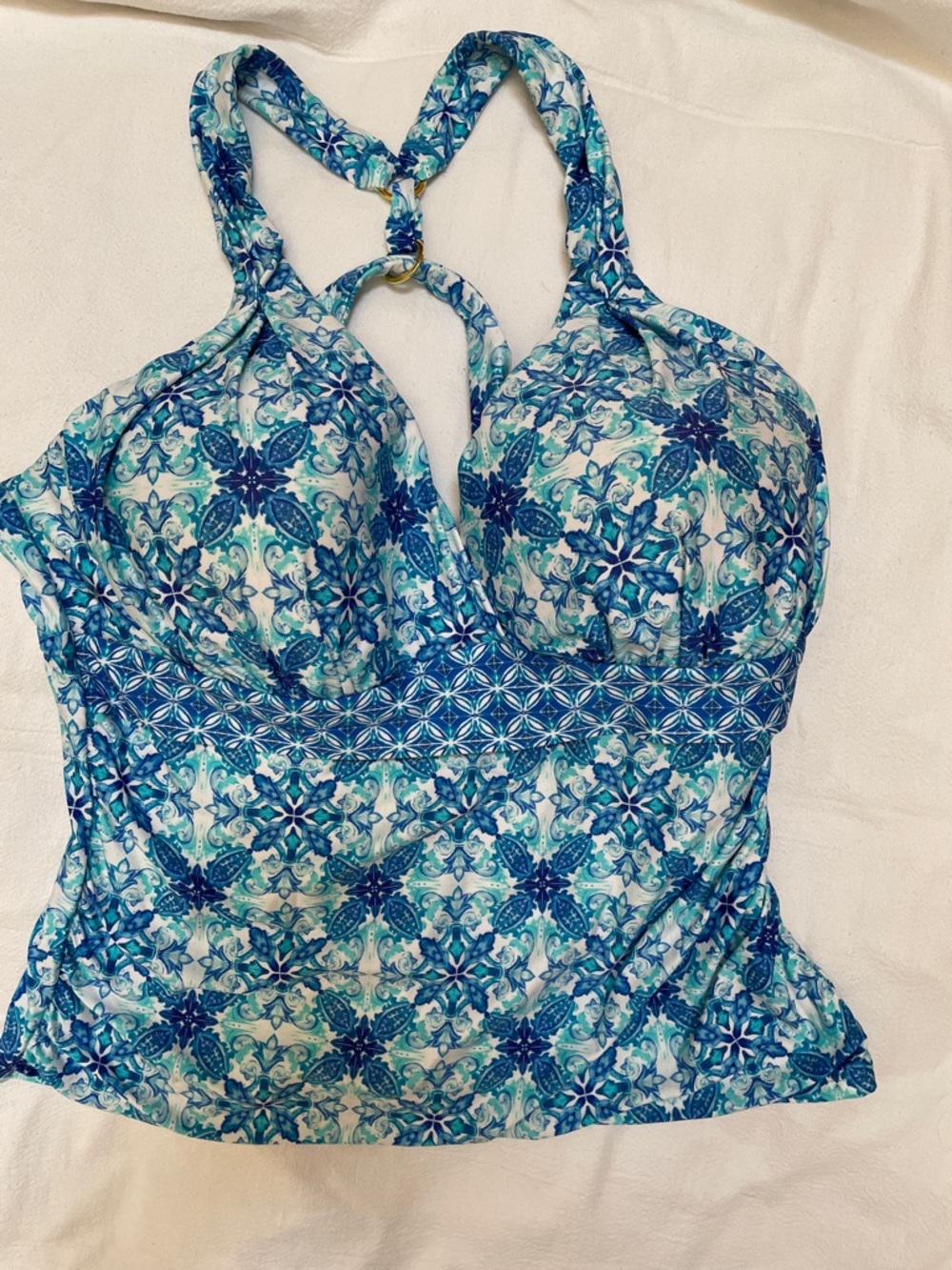 Blue Patterned Women’s Tankini Top